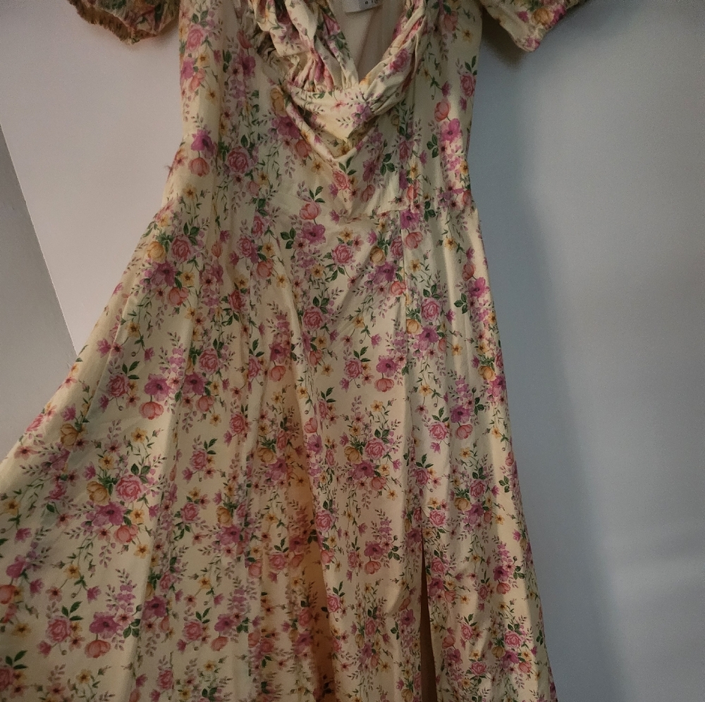 House of CB Tallulah Floral Maxi Dress - Cream and Pink